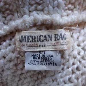 American rag knit fringe cowl neck poncho pullover